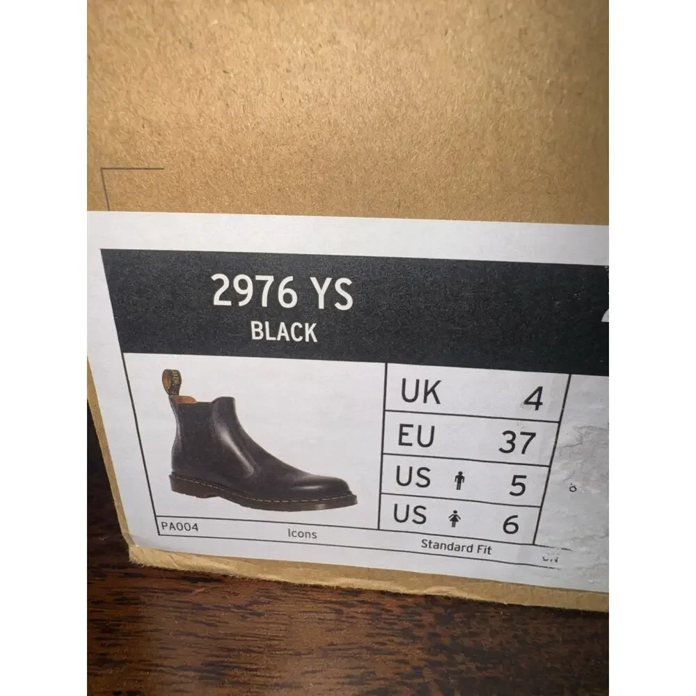 Dr.‎ Martens 2976 Chelsea Boots Black Leather Unisex Size W6 M5 UK4 NEW
